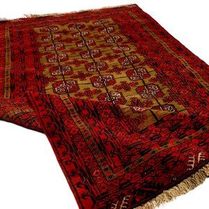 6x4 Afghani Red Mori Bukhara Floor Area Rug 169 KPSI Red Beige Black 100% Wool